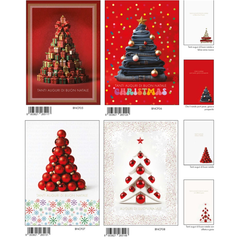 BIGLIETTI NATALE 12X18CM 12PZ FOIL ORO