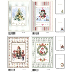 BIGLIETTI NATALE 12X18CM 12PZ RILIEVO E FOIL ORO