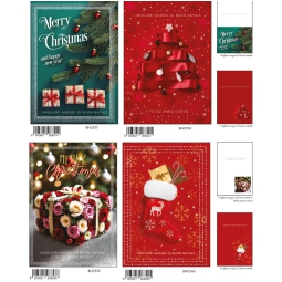 BIGLIETTI NATALE 12X18CM 12PZ FOIL OLOGRAFICO