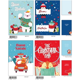 BIGLIETTI NATALE 12X18CM 12PZ FOIL ARGENTO