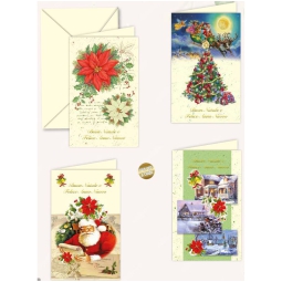 BIGLIETTI NATALE 9X14CM SCENARI ORO CALDO 12PZ