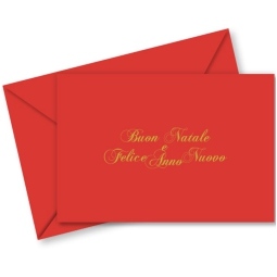 BIGLIETTI NATALE 9X14CM ROSSO TESTO ORO 100PZ