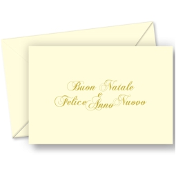 BIGLIETTI NATALE 9X14CM AVORIO TESTO ORO 100PZ