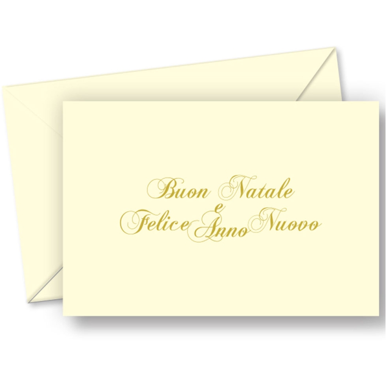 BIGLIETTI NATALE 9X14CM AVORIO TESTO ORO 100PZ