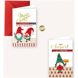 BIGLIETTI NATALE 9X14CM GNOMI 12PZ