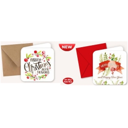 BIGLIETTI DOPPI CON BUSTA 8X8CM CHRISTMAS JOY 50PZ