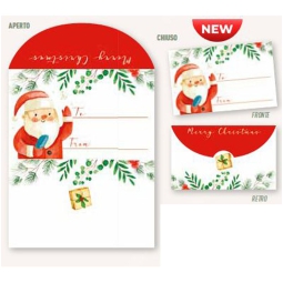 BIGLIETTI SENZA BUSTA 6X9,5CM SANTA CLAUS 100PZ