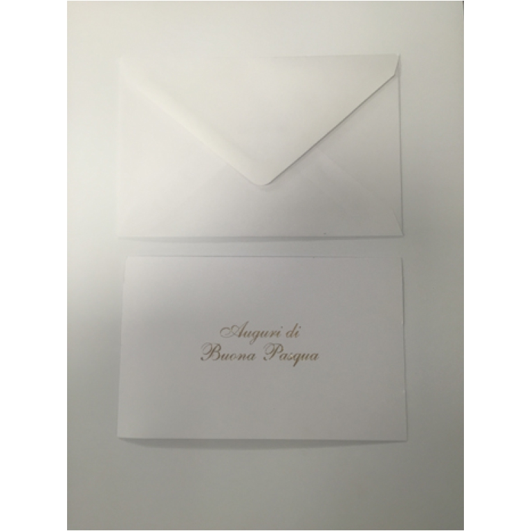 BIGLIETTI AUGURI 100PZ PASQUA BIANCO ORO 9X14CM