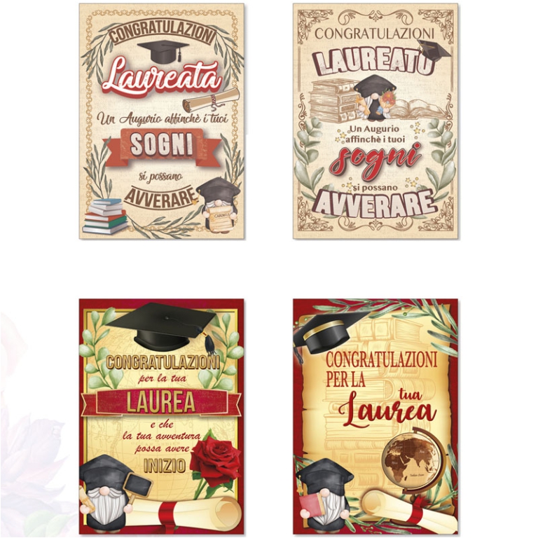 BIGLIETTI AUGURI 12PZ    LAUREA ASSORTITI