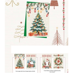 BIGLIETTI AUGURI 12PZ    XMAS GLITTER SOGGETTI ASSORTITI