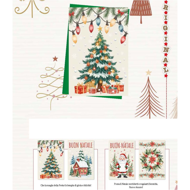 BIGLIETTI AUGURI 12PZ    XMAS GLITTER SOGGETTI ASSORTITI