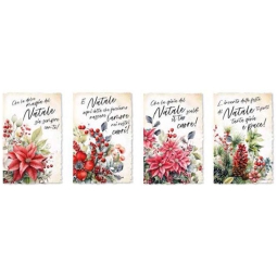 BIGLIETTI AUGURI 12PZ XMAS FIORI SOGGETTI ASSORTITI