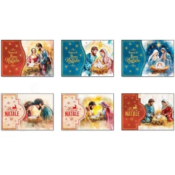 BIGLIETTI NATALE 12PZ    NATIVITÀ 12X17CM