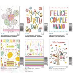 BIGLIETTI AUGURI 12PZ    COMPLEANNO ASSORTITI