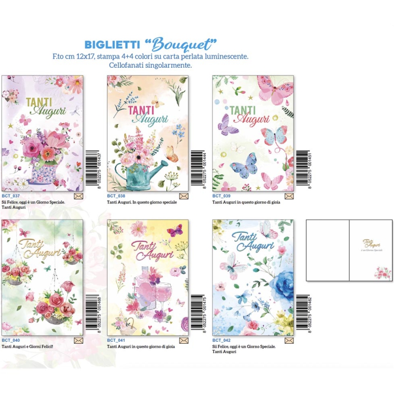 BIGLIETTI AUGURI 12PZ    BOUQUET
