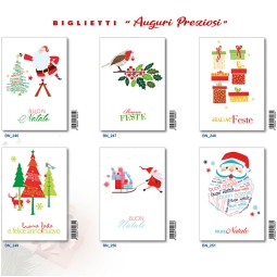 BIGLIETTI XMAS 12X17CM   12PZ RILIEVO SOGGETTI ASSORTITI