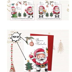 BIGLIETTI AUGURI 12PZ XMAS FUNNY SANTA SOGGETTI ASSORTITI