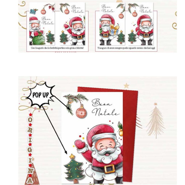 BIGLIETTI AUGURI 12PZ XMAS FUNNY SANTA SOGGETTI ASSORTITI