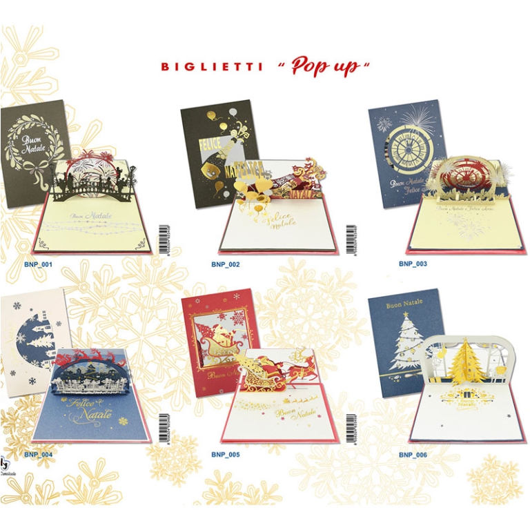 BIGLIETTI XMAS 12X17CM POP-UP TAGLIO LASER 12PZ