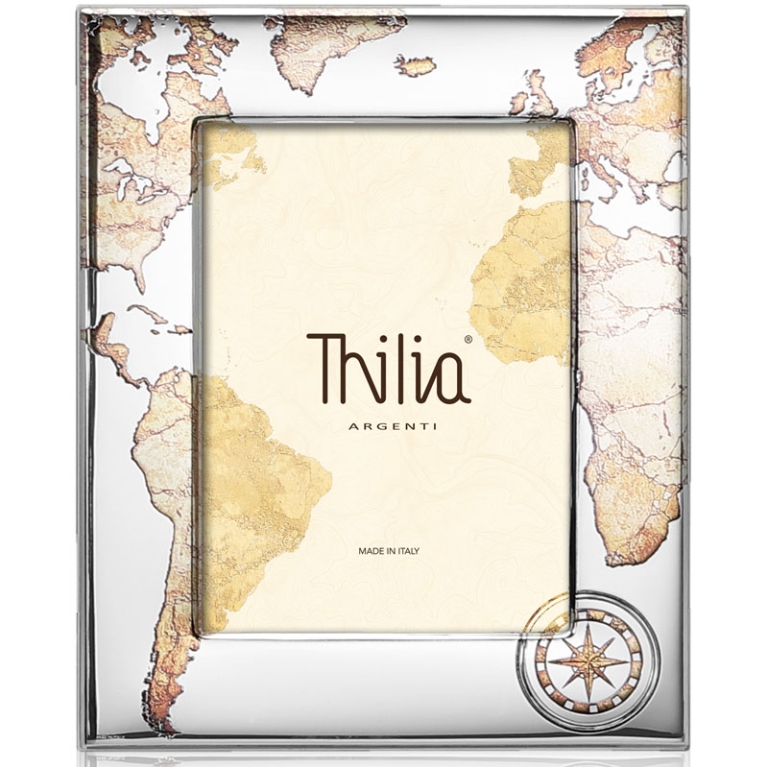 CORNICE 13X18CM DECORO   MAPPA ARGENTATA