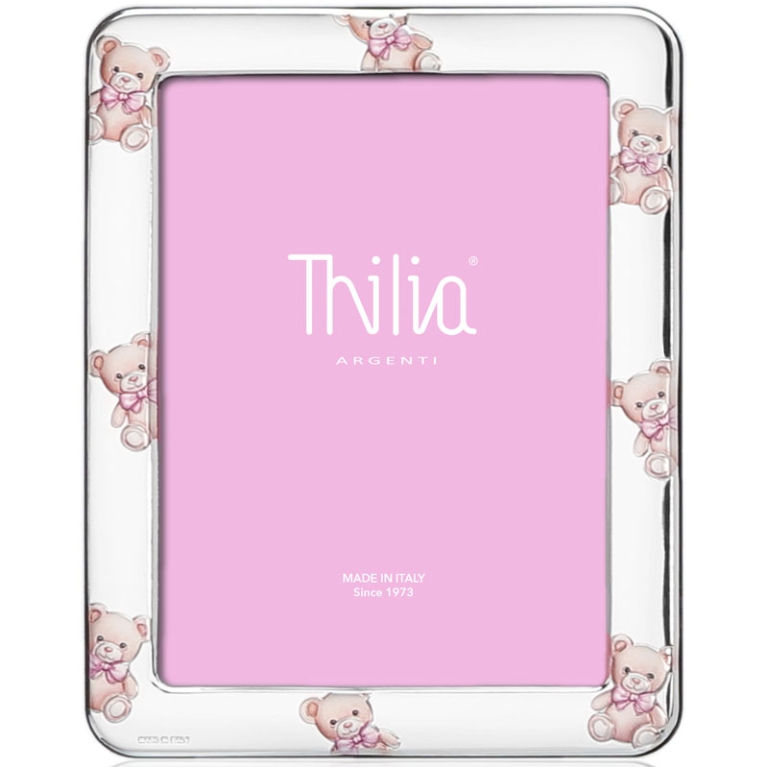 CORNICE 9X13CM DECORO ORSETTO ROSA