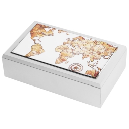 COFANETTO 20,5X12,5X6CM  BIANCO DECORO MAPPA