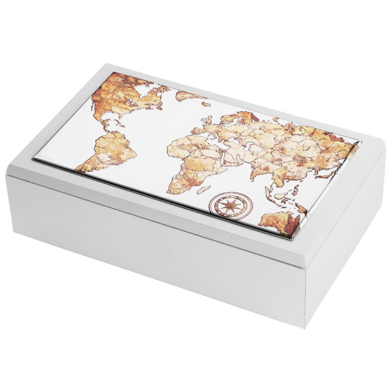 COFANETTO 20,5X12,5X6CM  BIANCO DECORO MAPPA