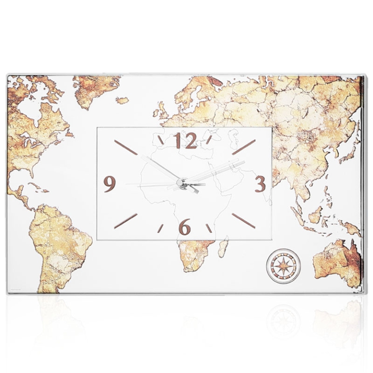 OROLOGIO PARETE 37X22,5CM DECORO MAPPA