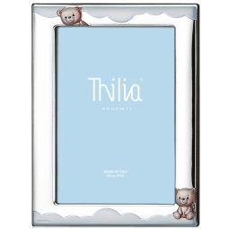 CORNICE ARGENTO 13X18CM    ORSETTO CELESTE