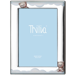 CORNICE ARGENTO 10X15CM    ORSETTO CELESTE