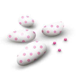 CONFETTI CIOCCOLATO 500GR BIANCO POIS ROSA PAPA