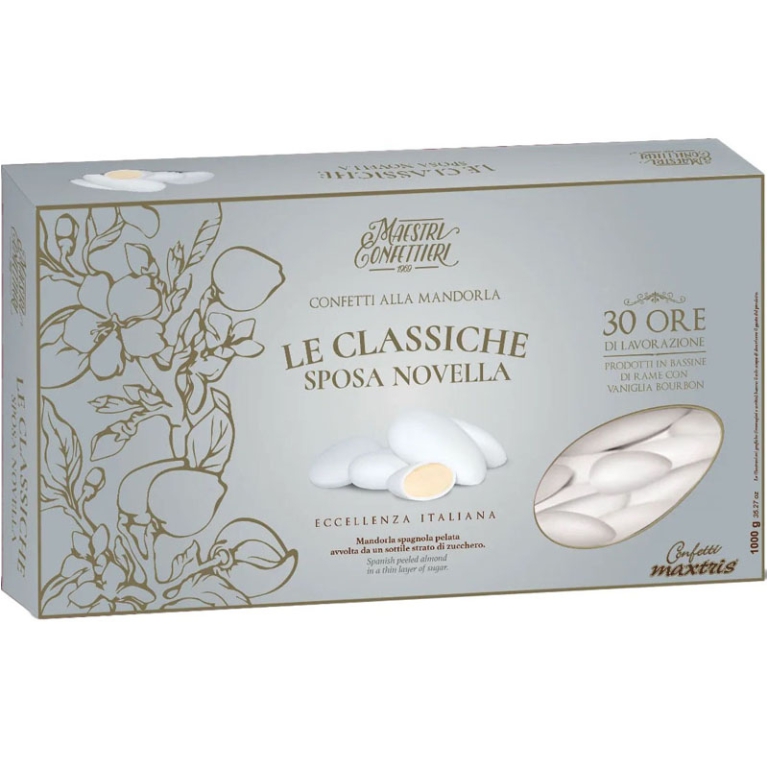 CONFETTI 1KG MANDORLA    SPOSA NOVELLA BIANCO