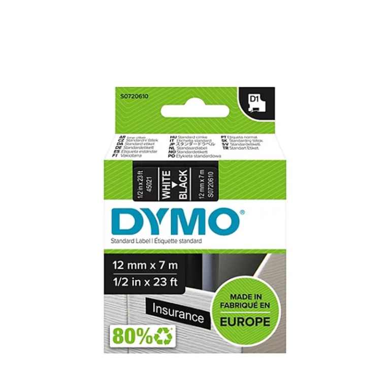 NASTRI DYMO 1000 12MM X 7MT BIANCO/NERO 45021
