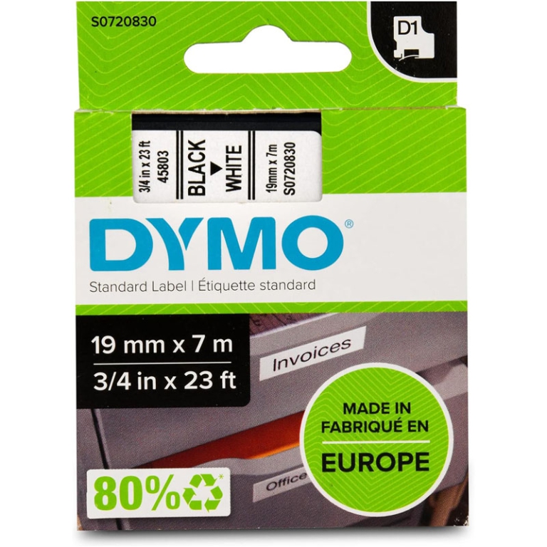 NASTRO DYMO 19MMX7MT     NERO/BIANCO 45803