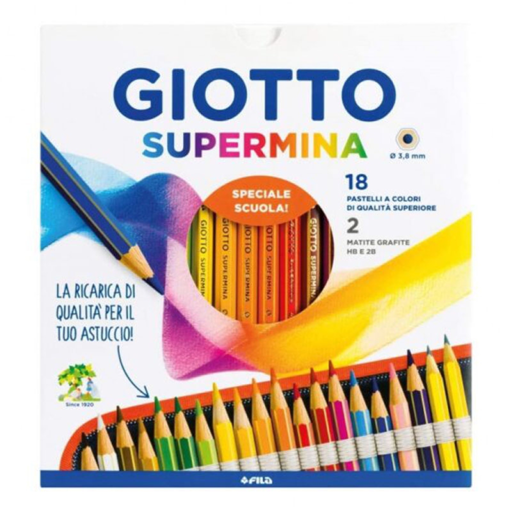 SUPERMINA 18COL 5CONF PASTELLI GIOTTO + 2 MATITE: vendita ingrosso con  consegna veloce