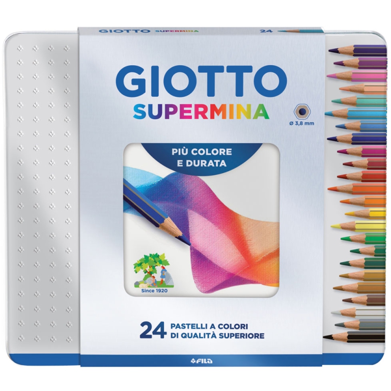 PASTELLI SUPERMINA 24 COLORI SCATOLA METALLO