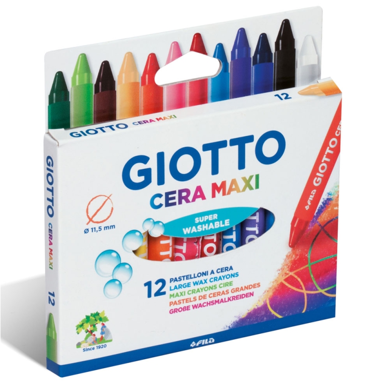 PASTELLI CERA MAXI 12 COLORI 10 CONFEZIONI GIOTTO