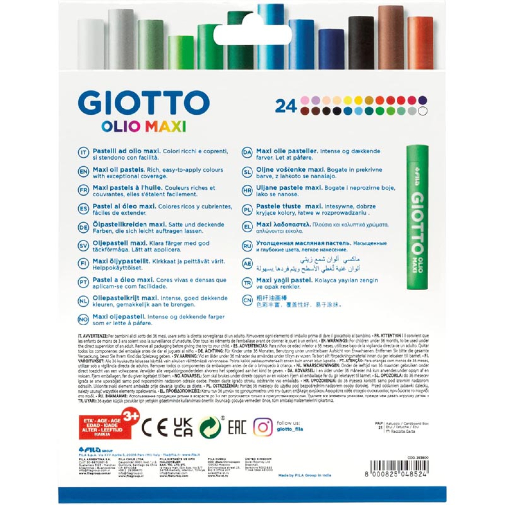 PASTELLI OLIO MAXI 24 COLORI 4 CONFEZIONI GIOTTO: vendita ingrosso con  consegna veloce