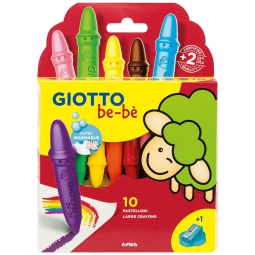 PASTELLI CERA 10 COLORI CON TEMPERINO GIOTTO BEBE'