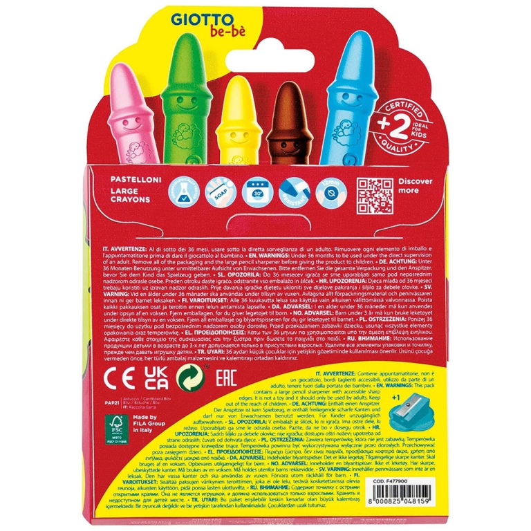 PASTELLI CERA 10 COLORI CON TEMPERINO GIOTTO BEBE' 2