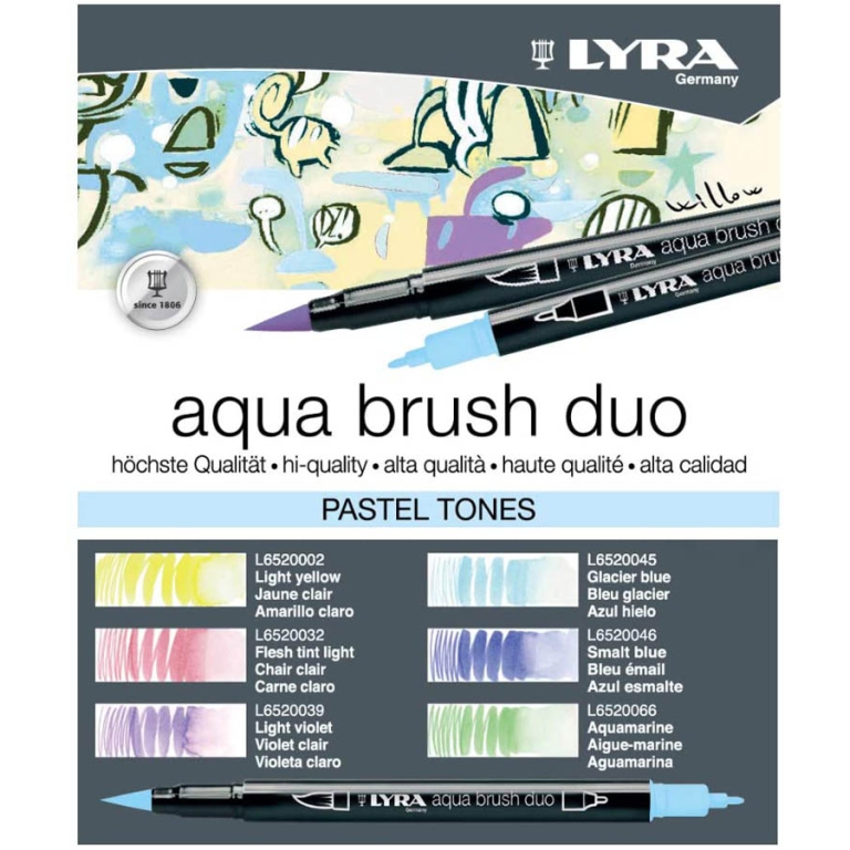 AQUA BRUSH DUO 6 COLORI PASTELLO ACQUERELLABILI 2