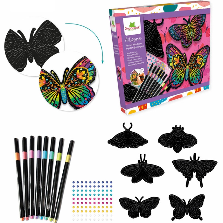 SET ARTISTICO COLORA FARFALLE CON 8 COLORI VIVACI 2