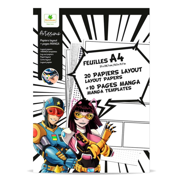 BLOCCHI FOGLI A 4 MANGA  CON GRIGLIA E TEXTURE