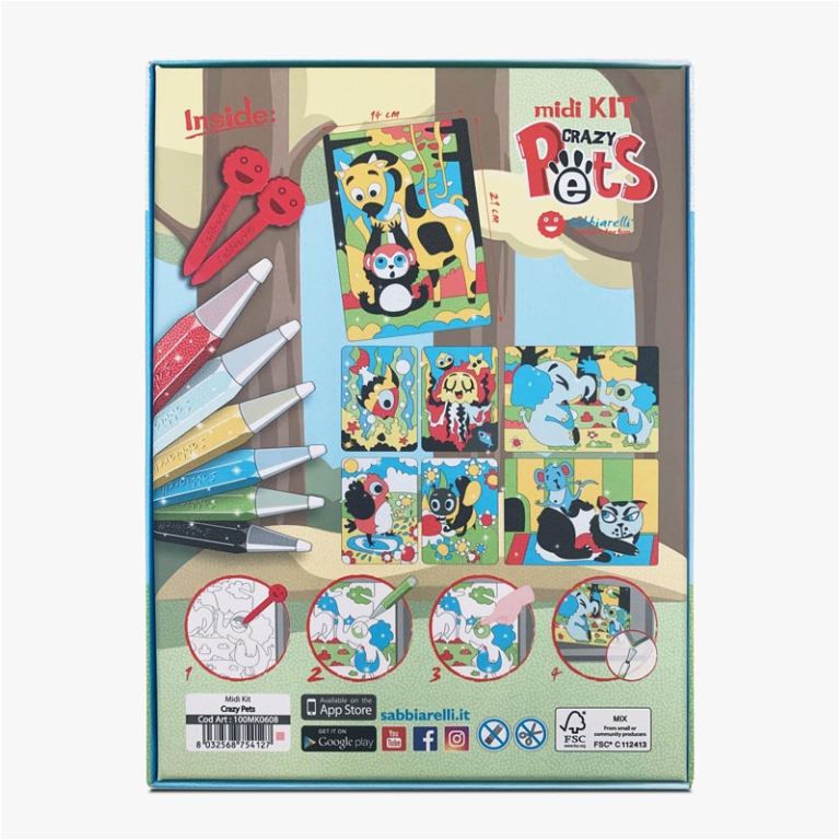 SABBIARELLI MIDI KIT     CRAZY PETS 5+ 5
