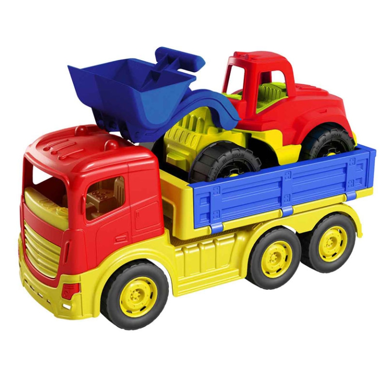 CAMION CON ESCAVATORE 37CM IN PLASTICA