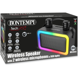 SPEAKER WIRELESS 2 MICROFONI/LUCI 2X80W 22X17X11CM