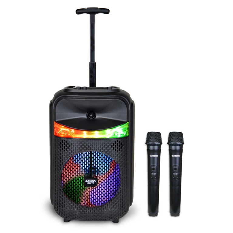 SPEAKER WIRELESS TROLLEY AMPLIFICATORE CON LED 2 MICROFONI 2