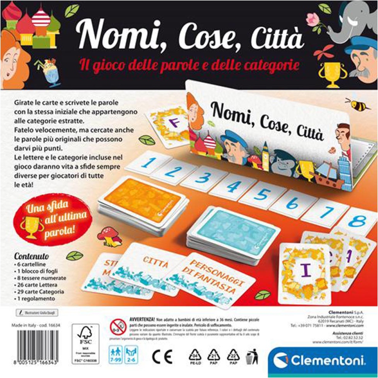 NOMI COSE CITTA' 7+ ANNI 2-6 GIOCATORI 3