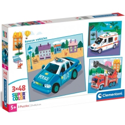 PUZZLE 3X48 VEICOLI EMERGENZA 5+ ANNI