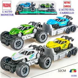 AUTO MONSTER+RIMORCHIO A FRIZIONE 32CM